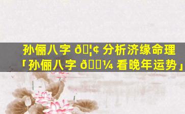 孙俪八字 🦢 分析济缘命理「孙俪八字 🌼 看晚年运势」